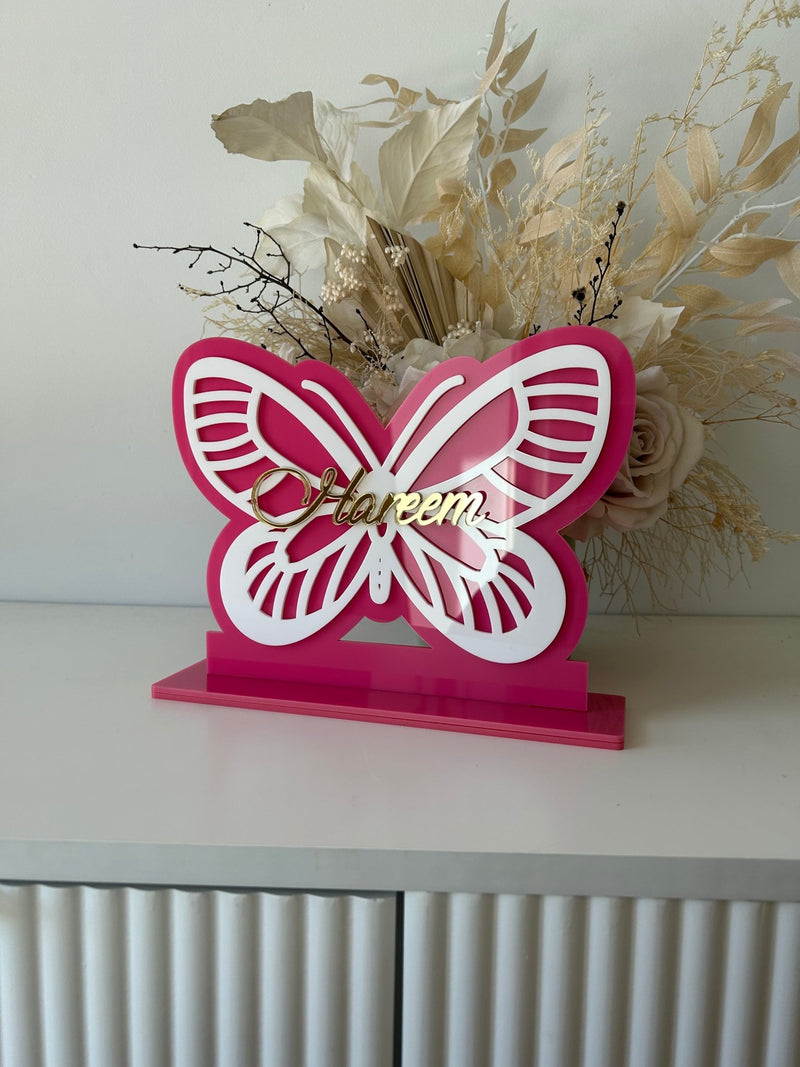 3D Butterfly Name Plaque - Freestanding - Luxe Decor by Lisa