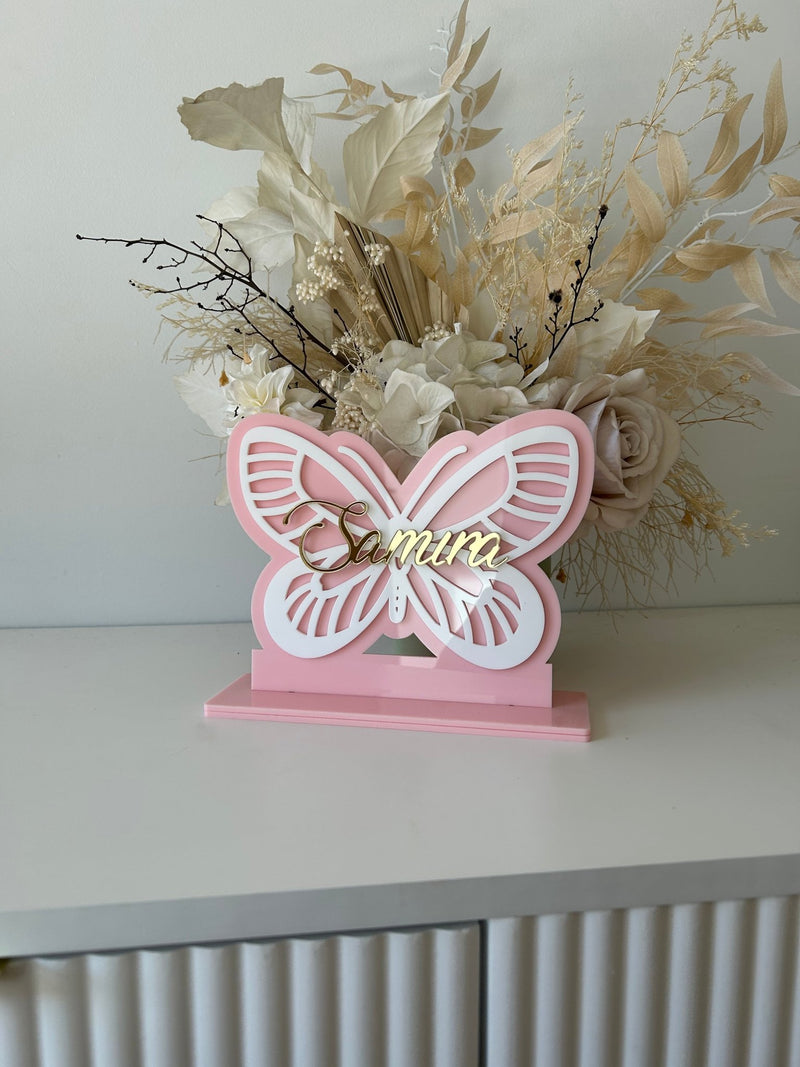3D Butterfly Name Plaque - Freestanding - Luxe Decor by Lisa