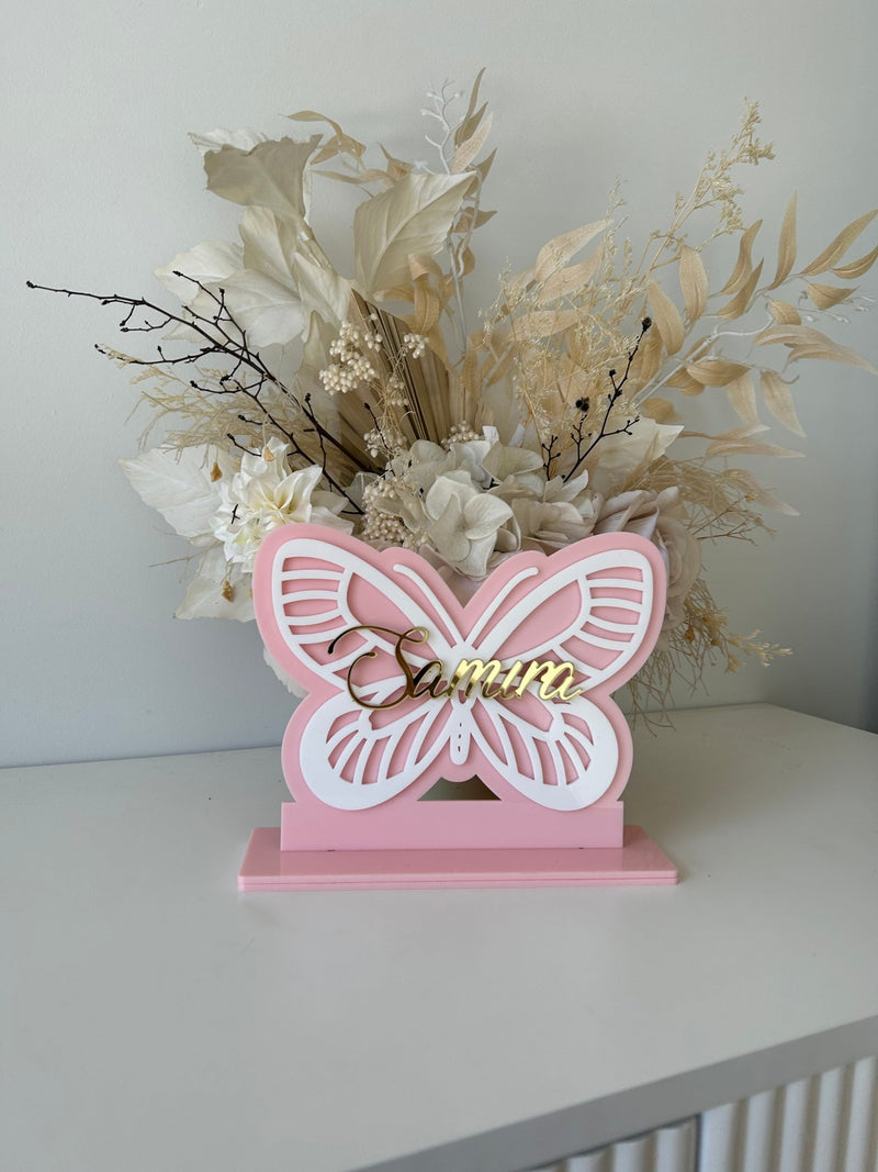 3D Butterfly Name Plaque - Freestanding - Luxe Decor by Lisa