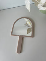 Handheld Custom Name/Logo Mirrors - Arch + Additional Line of Text