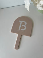 Handheld Custom Name/Logo Mirrors - Arch + Additional Line of Text