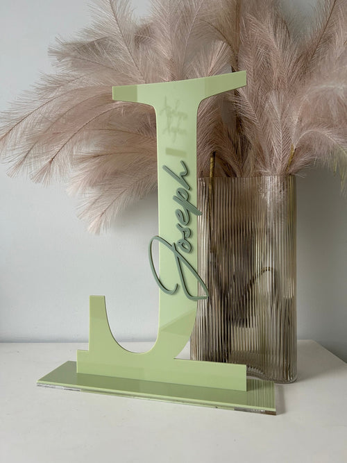 Acrylic Initial With Cursive Name - Freestanding - Luxe Decor by Lisa