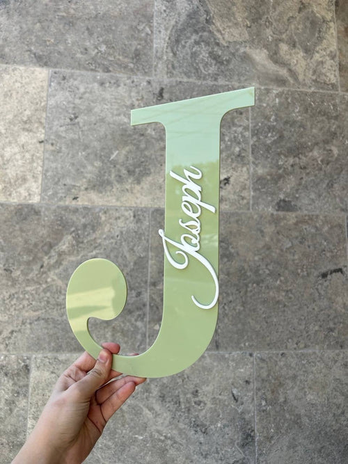 Acrylic Initial With Cursive Name - Wall Hanging - Luxe Decor by Lisa