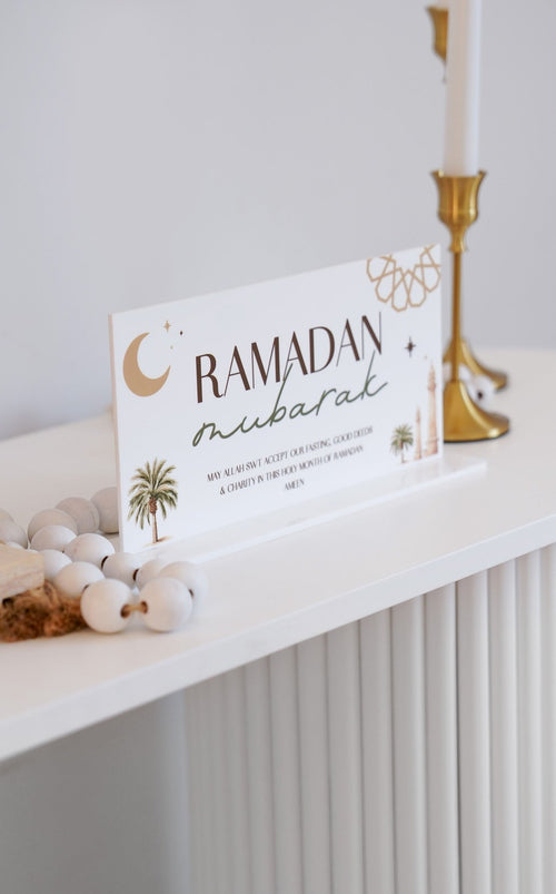 Acrylic Palm Tree Ramadan Mubarak Sign - Freestanding - Luxe Decor by Lisa