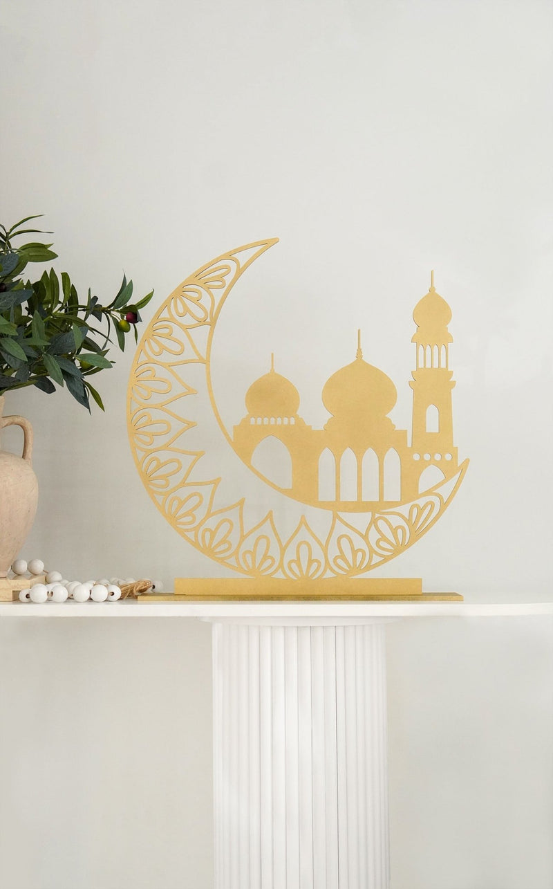 Crescent Mosque Moon Freestanding Wooden - Luxe Decor by Lisa