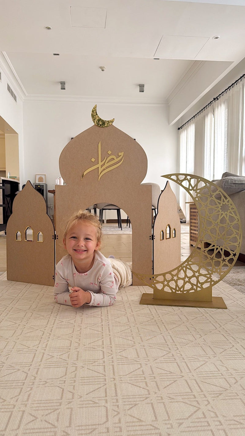 Freestanding Wooden Masjid Style 3 - Large (raw wood) - Luxe Decor by Lisa
