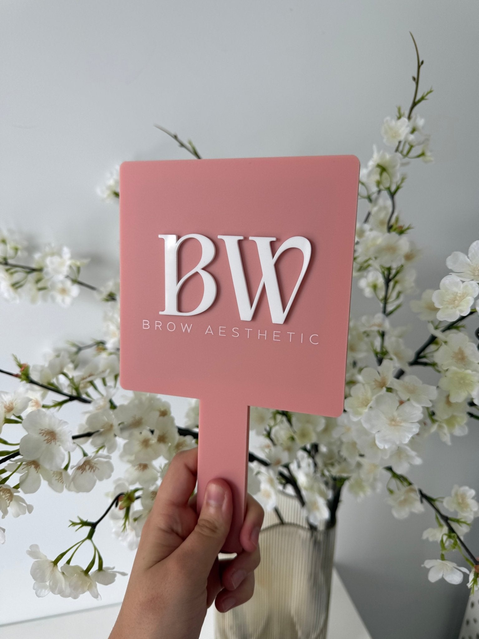 Custom Logo Handheld Sign Handheld Custom Name/Logo Mirrors - Various Shapes 3D Logos – Luxe ...