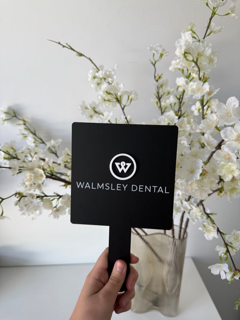 Custom Logo Handheld Sign Handheld Custom Name/Logo Mirrors - Various Shapes 3D Logos – Luxe ...