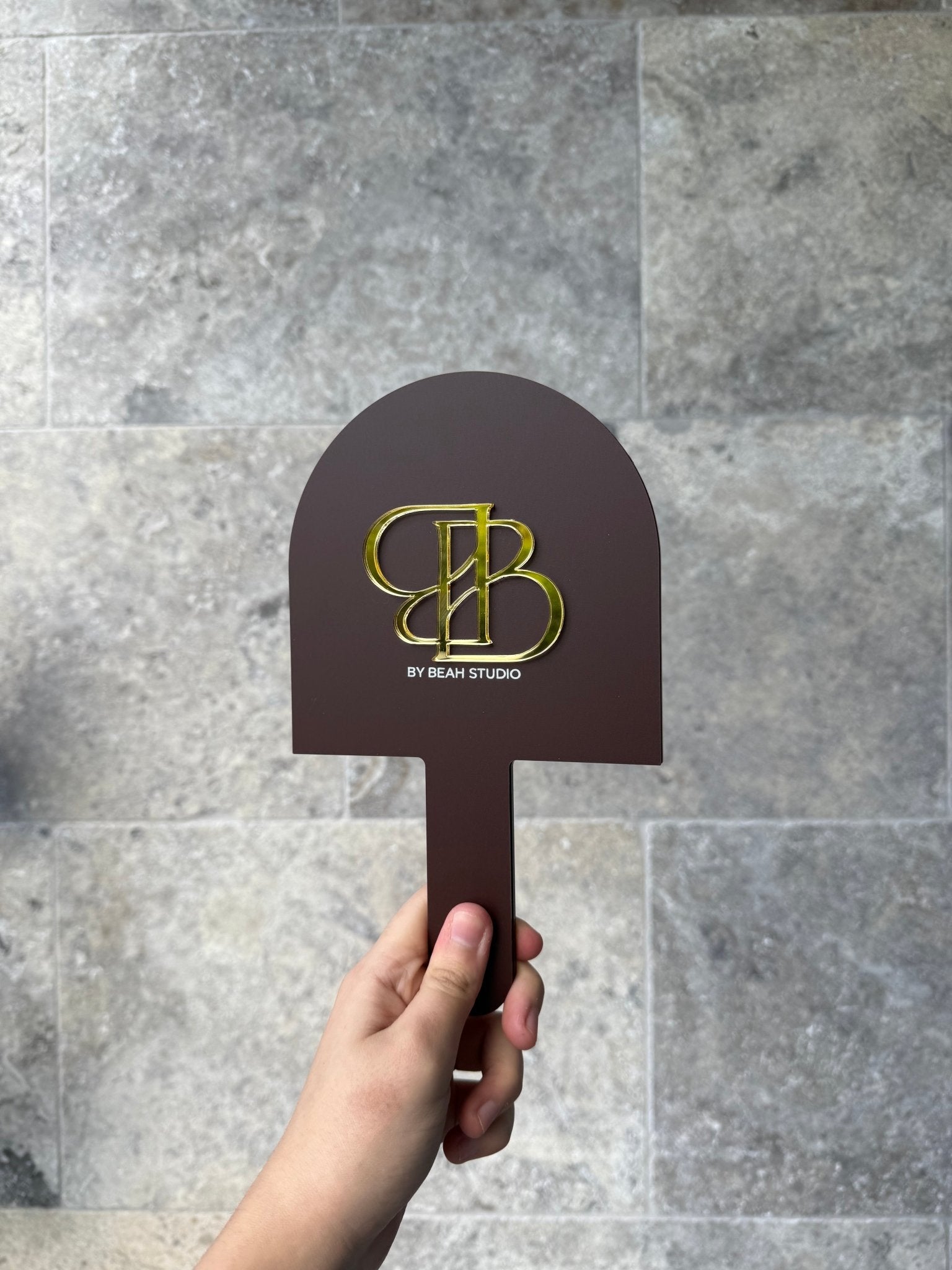 Custom Logo Handheld Sign Handheld Custom Name/Logo Mirrors - Various Shapes 3D Logos – Luxe ...