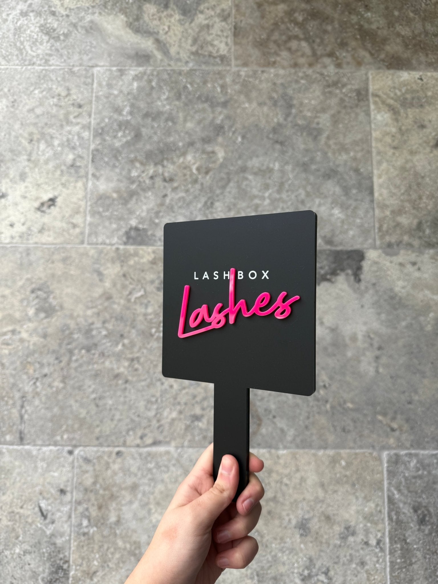 Custom Logo Handheld Sign Handheld Custom Name/Logo Mirrors - Various Shapes 3D Logos – Luxe ...
