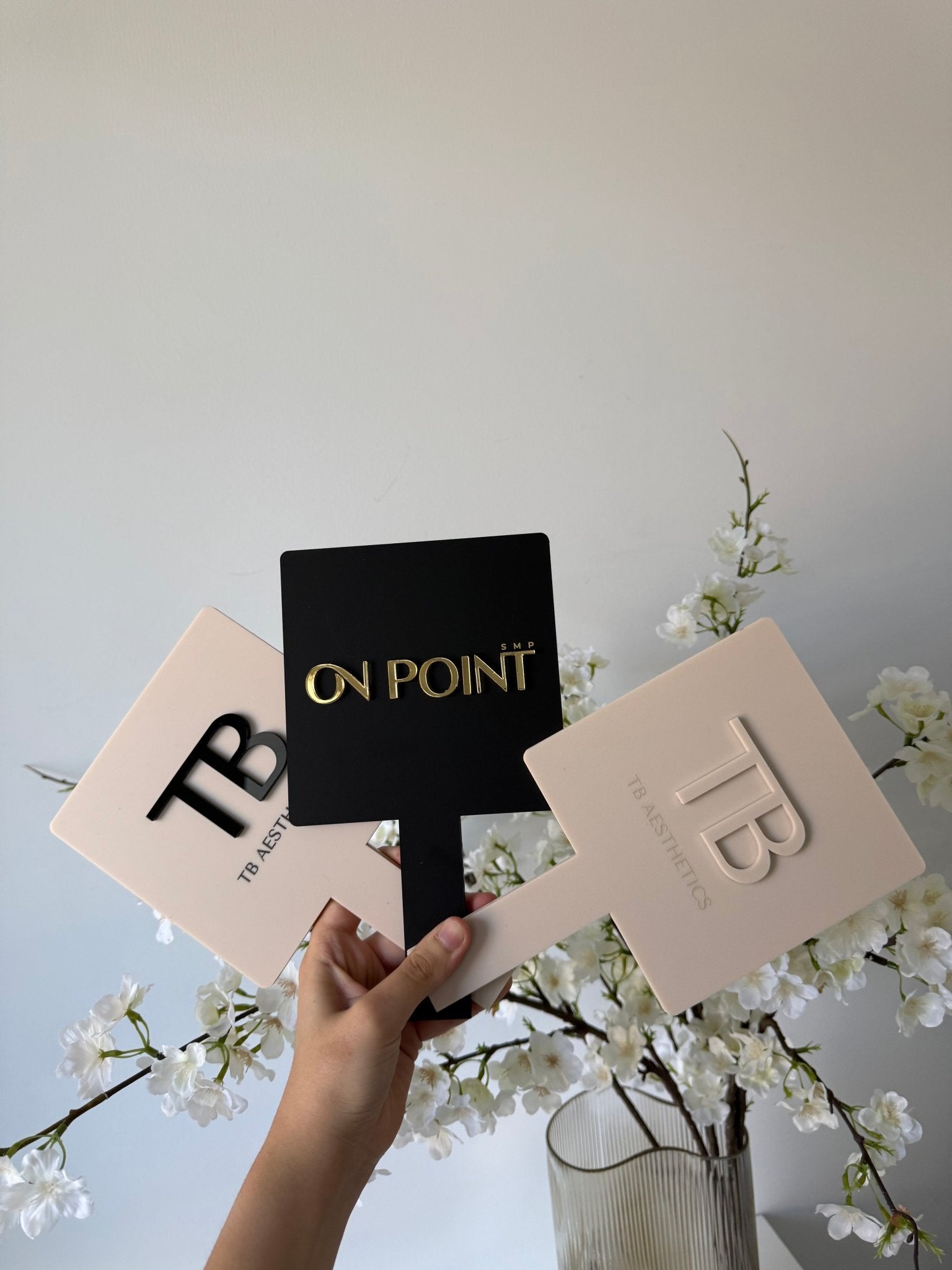 Custom Logo Handheld Sign Handheld Custom Name/Logo Mirrors - Various Shapes 3D Logos – Luxe ...