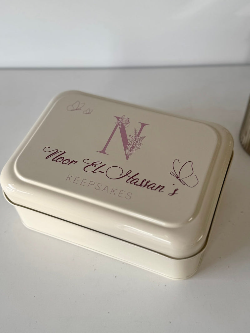 Keepsake Box - Floral Initial & Butterflies - Luxe Decor by Lisa