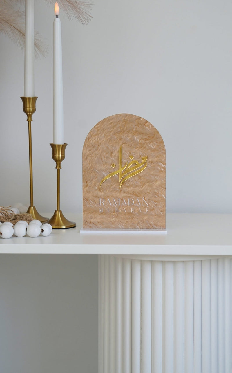 Modern Arched Arabic Ramadan Mubarak Specialty Plaque - Luxe Decor by Lisa