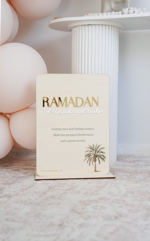 Ramadan Mubarak Plywood Palm Tree Sign - Freestanding - Luxe Decor by Lisa