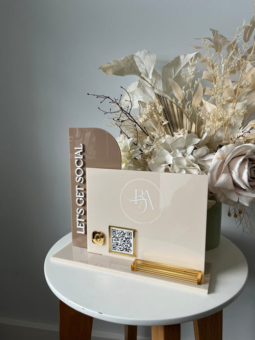 Rectangle Social, Logo, QR + Card Holder - Luxe Decor by Lisa
