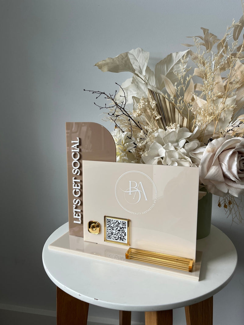 Rectangle Social, Logo, QR + Card Holder - Luxe Decor by Lisa