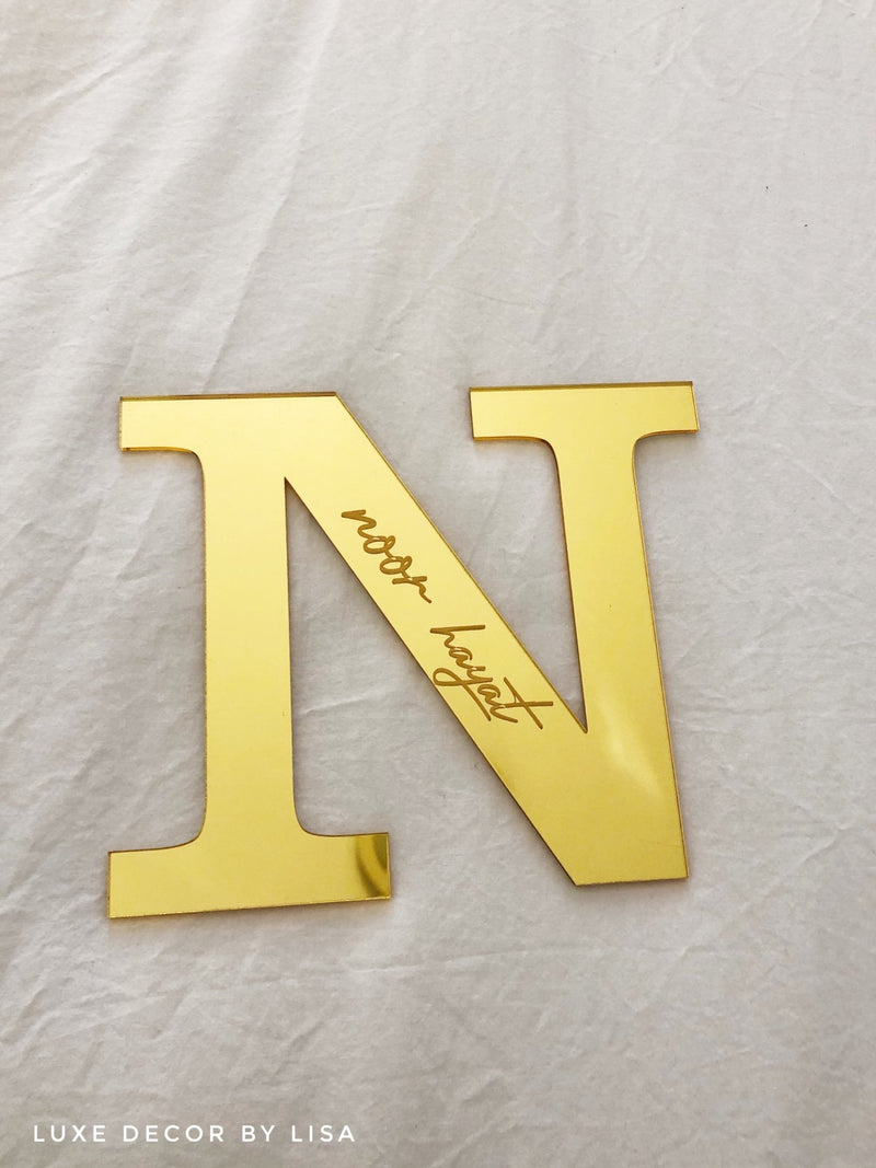 Acrylic Initial with Engraved Name - Luxe Decor by Lisa