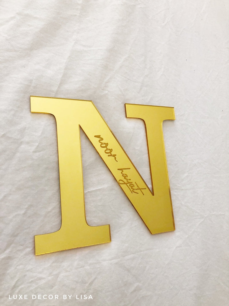 Acrylic Initial with Engraved Name - Luxe Decor by Lisa