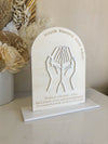 Arched Memorial Sign - Prayer Hands - Luxe Decor by Lisa