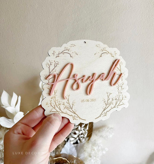Birth Announcement Floral Disc Style 1 - Luxe Decor by Lisa