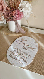 Birth Announcement Floral Oval Sign with Details - Luxe Decor by Lisa