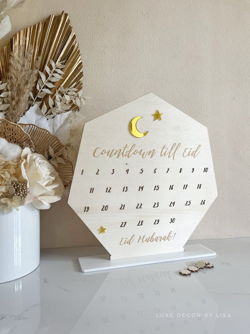 Countdown Till Eid Hexagon Freestanding - Luxe Decor by Lisa