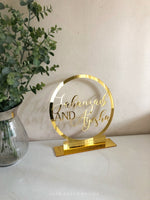 Couples Acrylic Mirror Ring with Engraving Freestanding - Luxe Decor by Lisa
