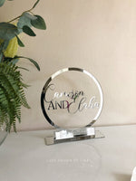Couples Acrylic Mirror Ring with Engraving Freestanding - Luxe Decor by Lisa