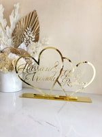 Family Double Hearts Acrylic Freestanding - Large - Luxe Decor by Lisa