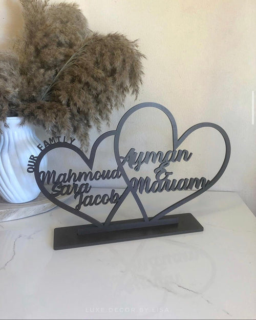 Family Double Hearts Freestanding - Luxe Decor by Lisa