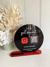 Round Printed Social Instagram Sign Freestanding + card holder