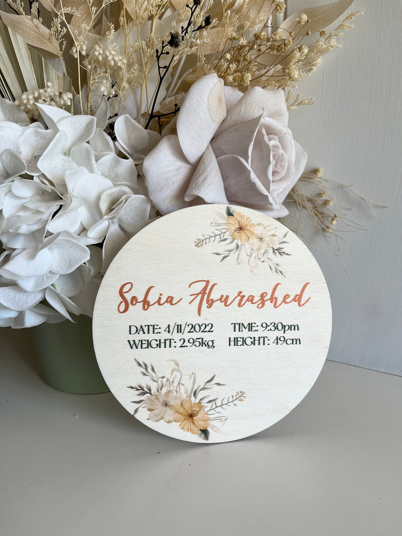 Birth Announcement Round Disc Style 1