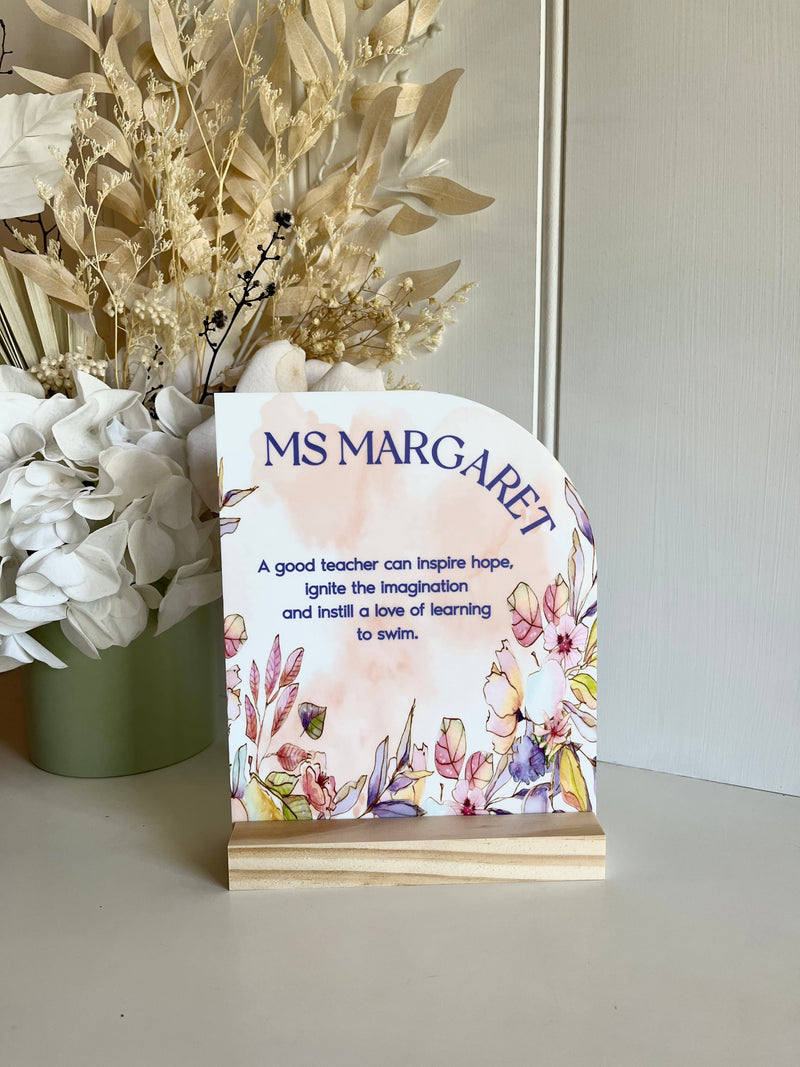 Floral Printed Teachers Half Arch Sign