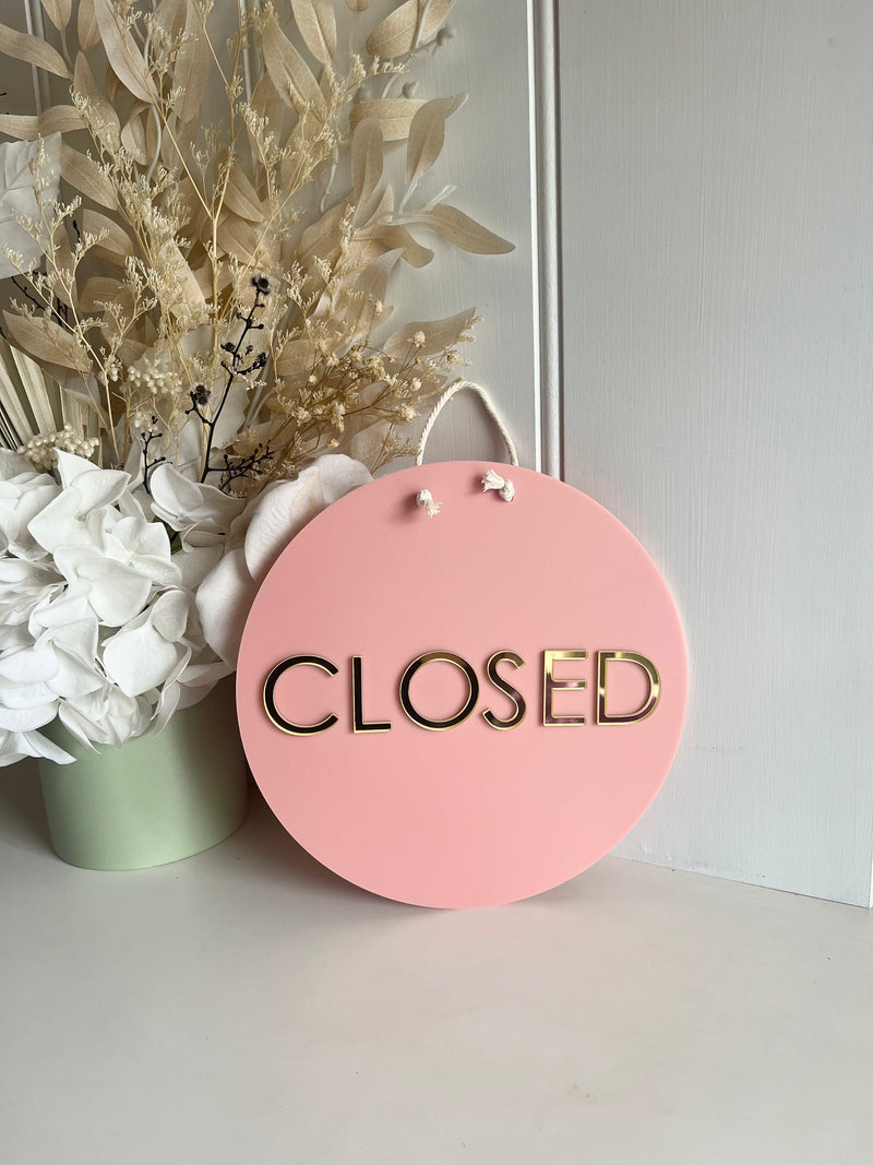 Circle Open/Closed Sign - Double Sided