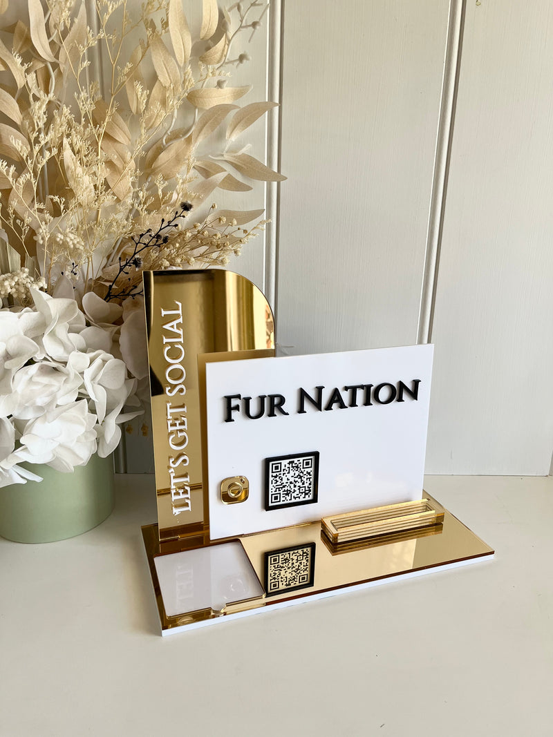 Rectangle Social, Logo, QR + Card Holder + Square Holder