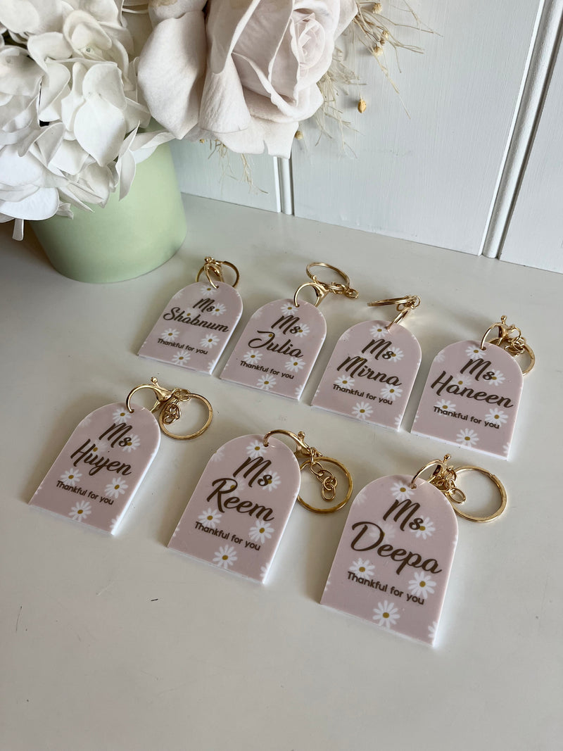 Daisy Teachers Thankful Arch Keyrings