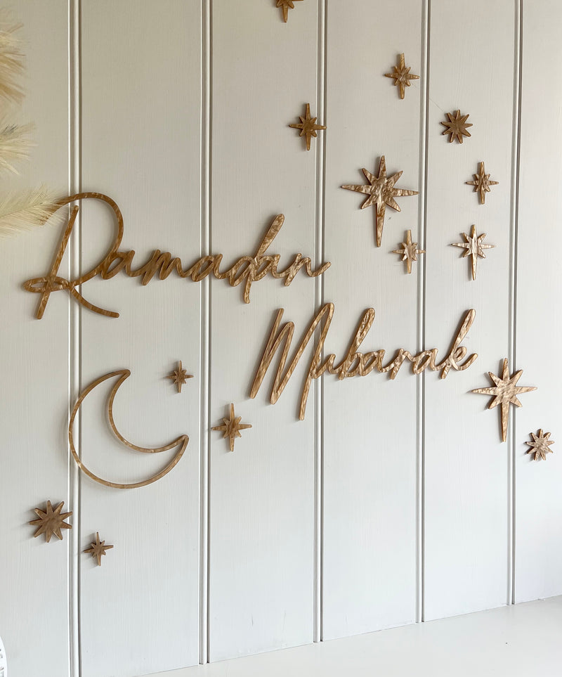 Specialty Coloured 3 Worded Set for Eid, Ramadan + Mubarak + Stars/Crescent
