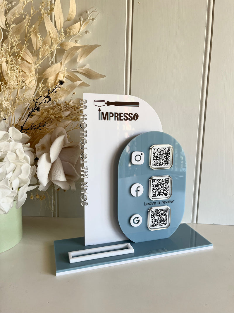 Modern 3 QR Sign Style 3 (reviews) + Card Holder