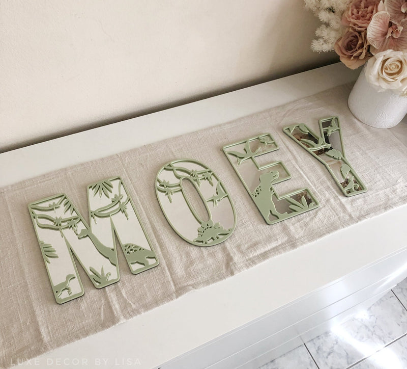 Initial Kids Dinosaur 3D Letters - Acrylic + Acrylic - Luxe Decor by Lisa