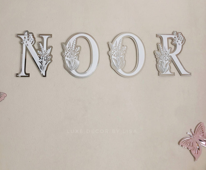 Initial Kids Floral 3D Letters - Acrylic + Acrylic - Luxe Decor by Lisa