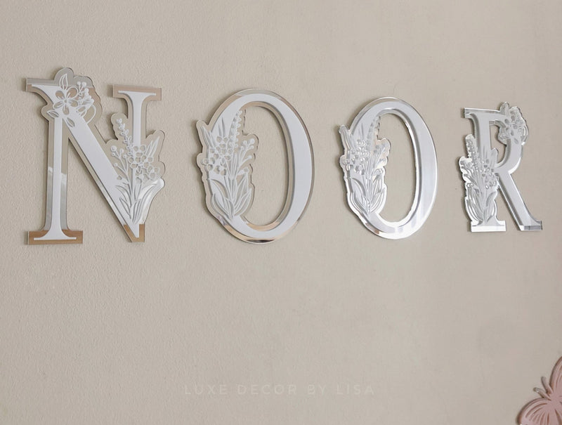 Initial Kids Floral 3D Letters - Acrylic + Acrylic - Luxe Decor by Lisa