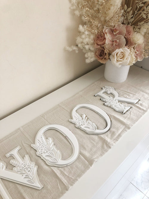 Initial Kids Floral 3D Letters - Acrylic + Acrylic - Luxe Decor by Lisa