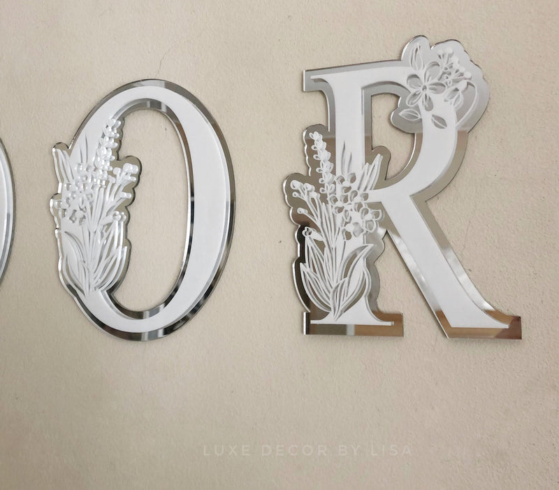 Initial Kids Floral 3D Letters - Acrylic + Acrylic - Luxe Decor by Lisa