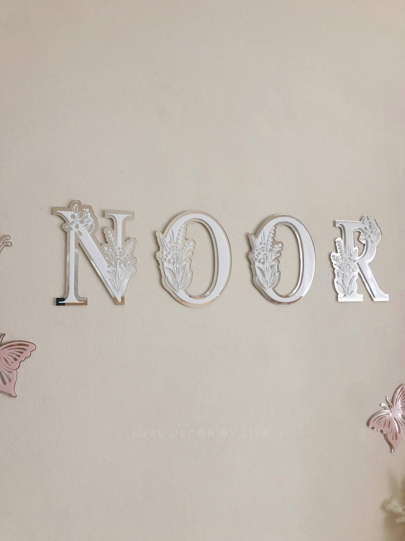 Initial Kids Floral 3D Letters - Acrylic + Acrylic - Luxe Decor by Lisa