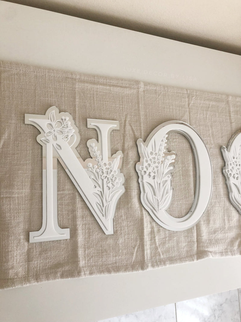 Initial Kids Floral 3D Letters - Acrylic + Acrylic - Luxe Decor by Lisa