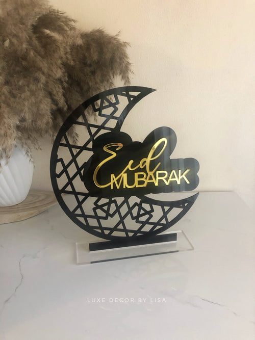 Layered Eid Mubarak Moon Freestanding Style 2 - Luxe Decor by Lisa