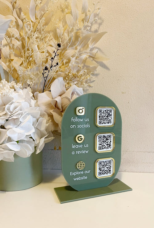 Oval 3 QR Freestanding Sign - Luxe Decor by Lisa