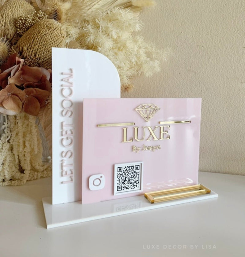 Rectangle Social, Logo, QR + Card Holder - Luxe Decor by Lisa