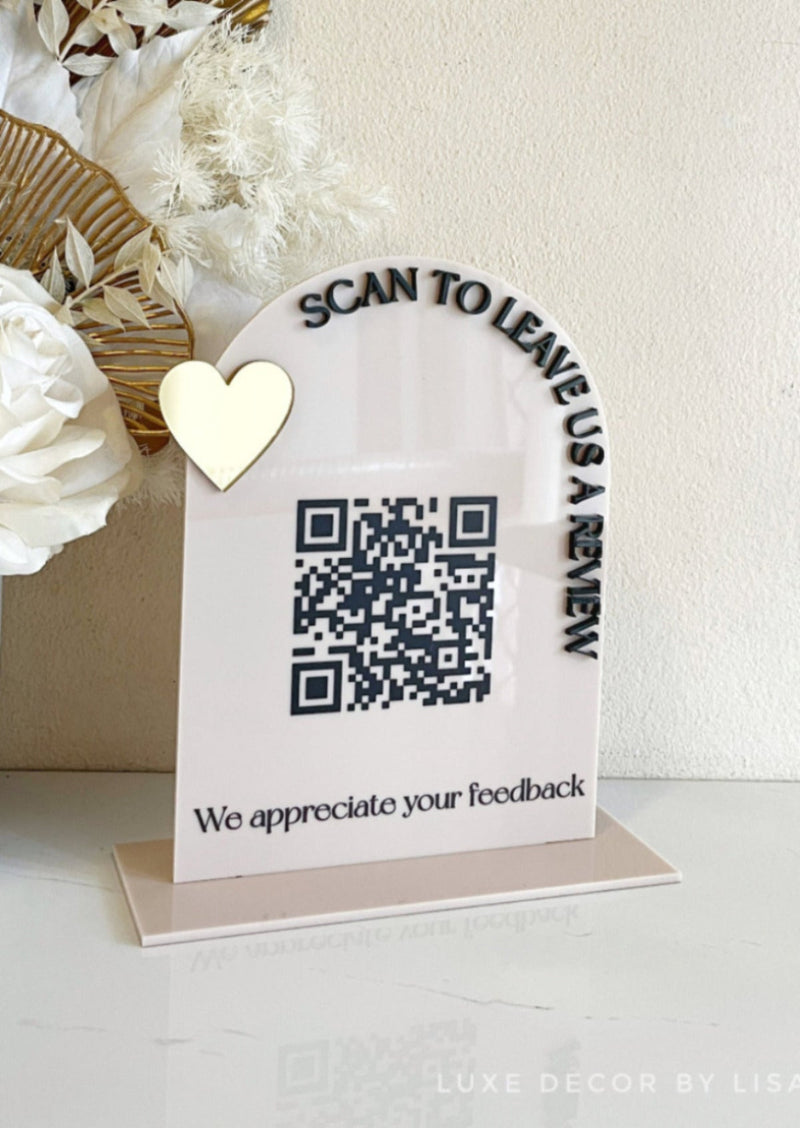 Reviews Single Arch QR Freestanding Sign - Luxe Decor by Lisa