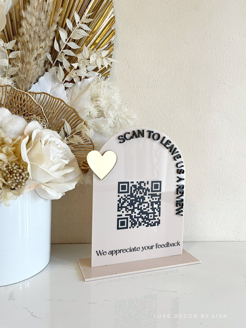 Reviews Single Arch QR Freestanding Sign - Luxe Decor by Lisa